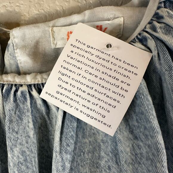 Mazik puffy arm Denim Blouse Small - Picture 4 of 5